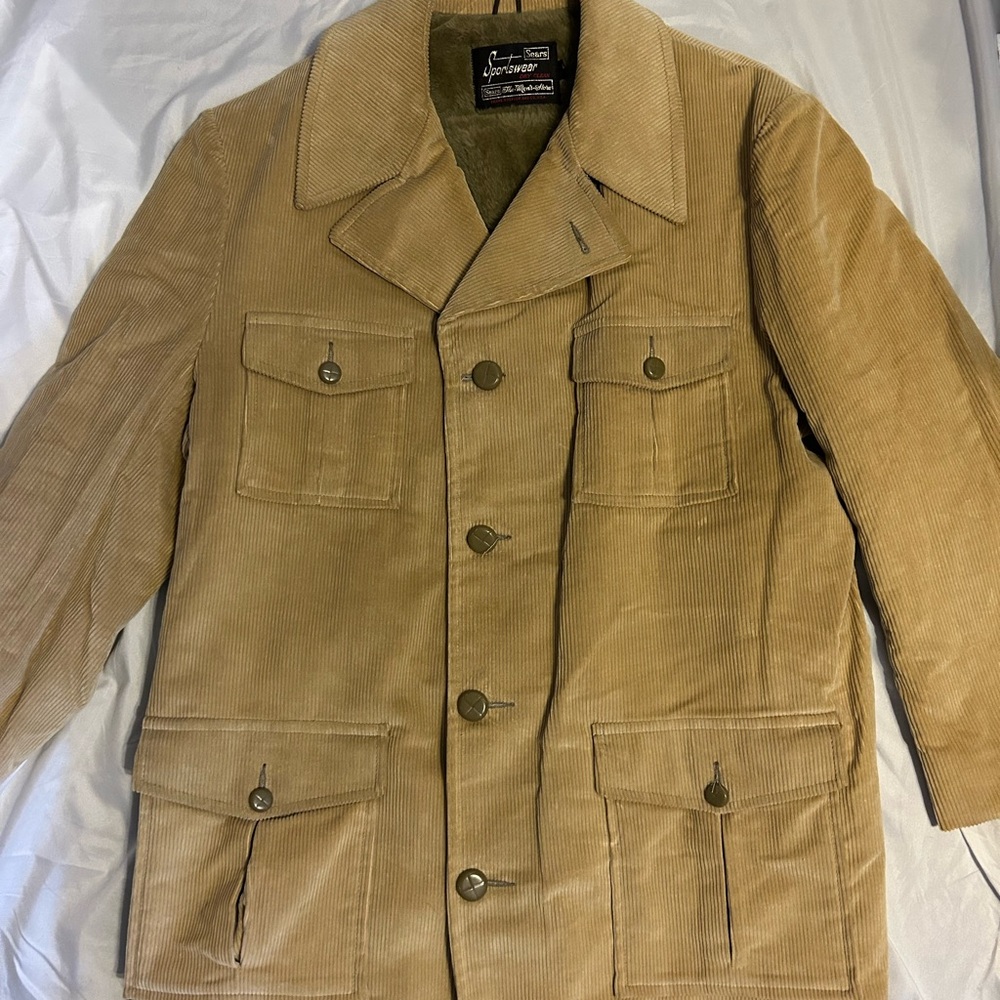 Sears Men's Brown Corduroy Military Jacket